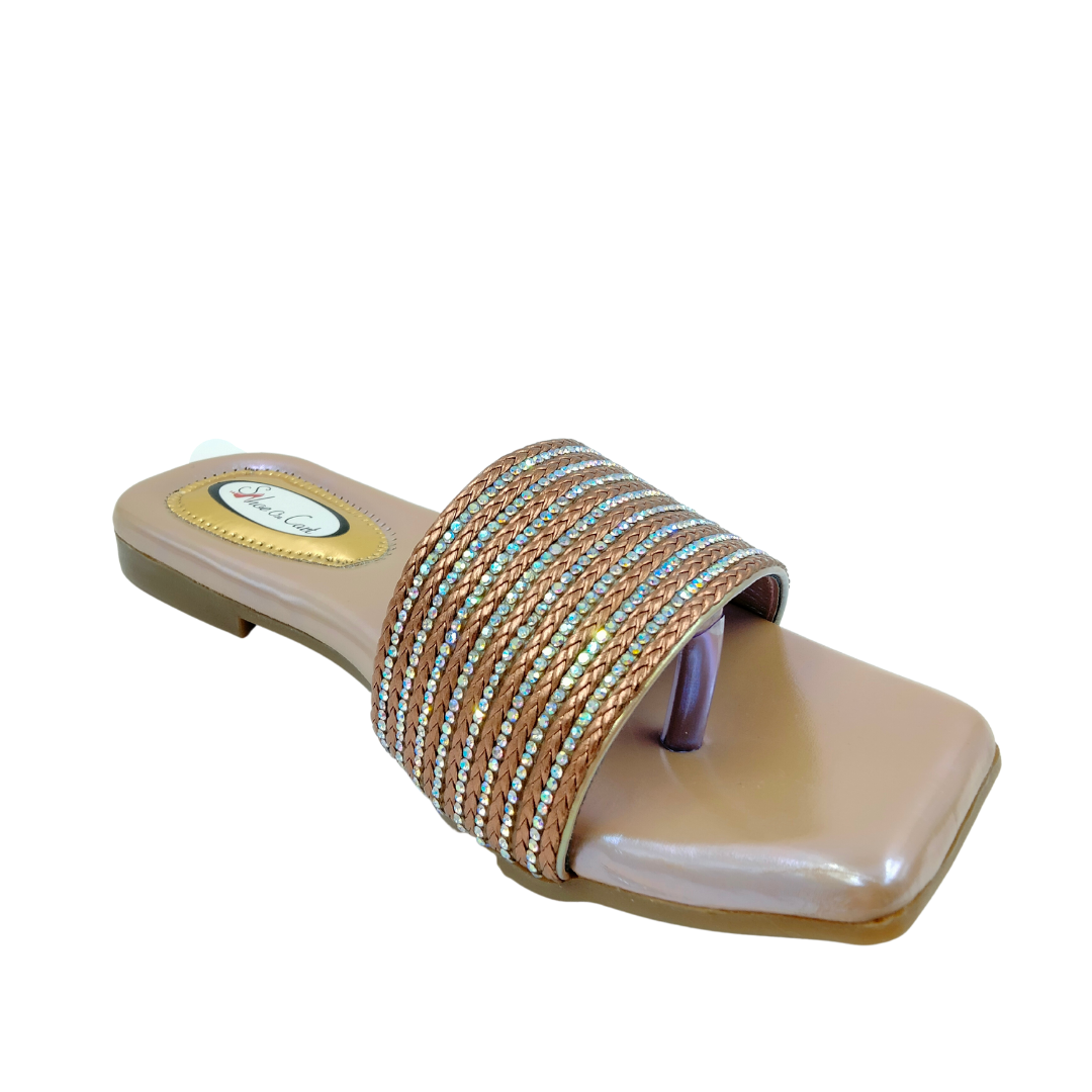 Rose Gold Embellished Slip On Slippers Rose Gold Embellished Slip On Slippers