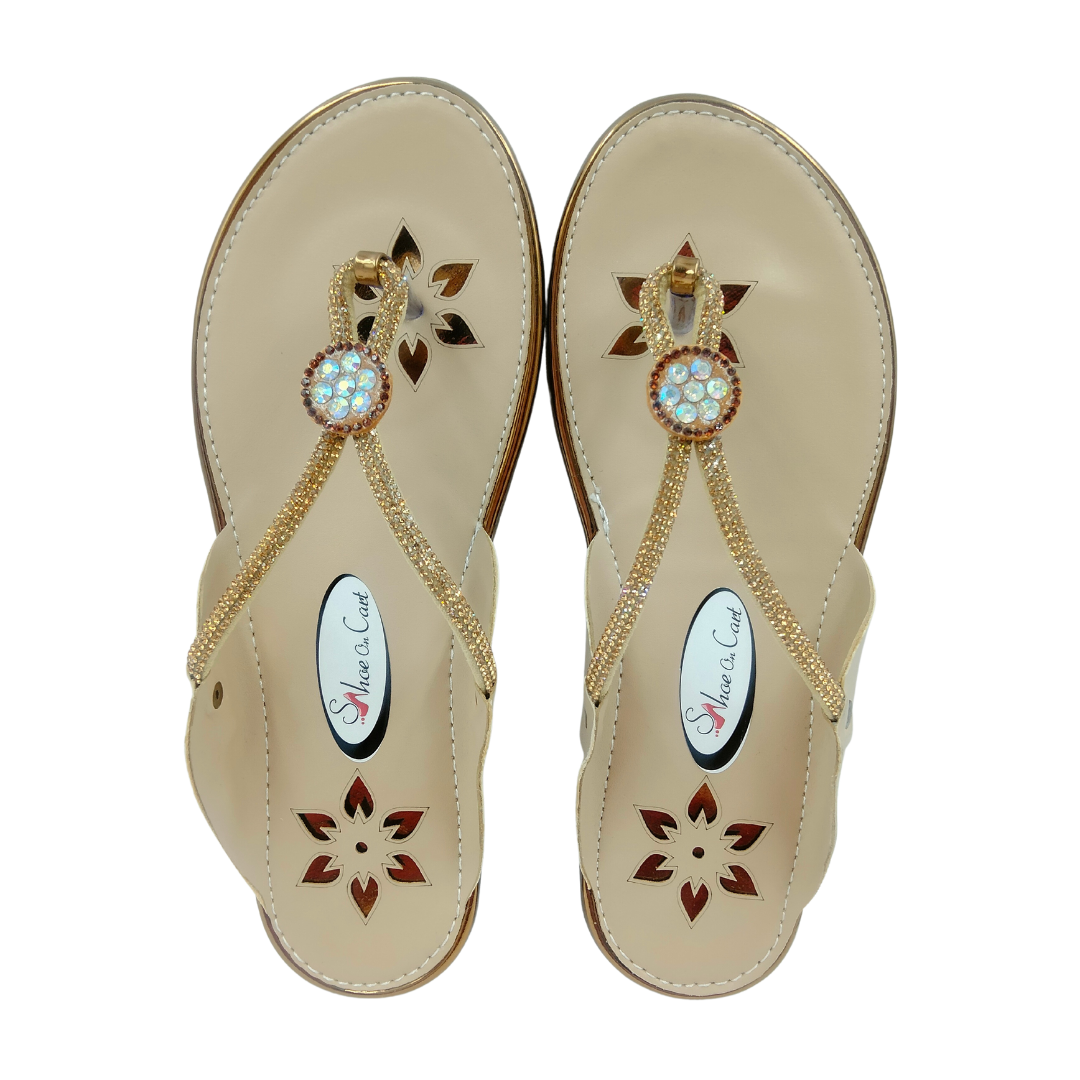 Golden Fancy Strap Slippers Golden Fancy Strap Slippers
