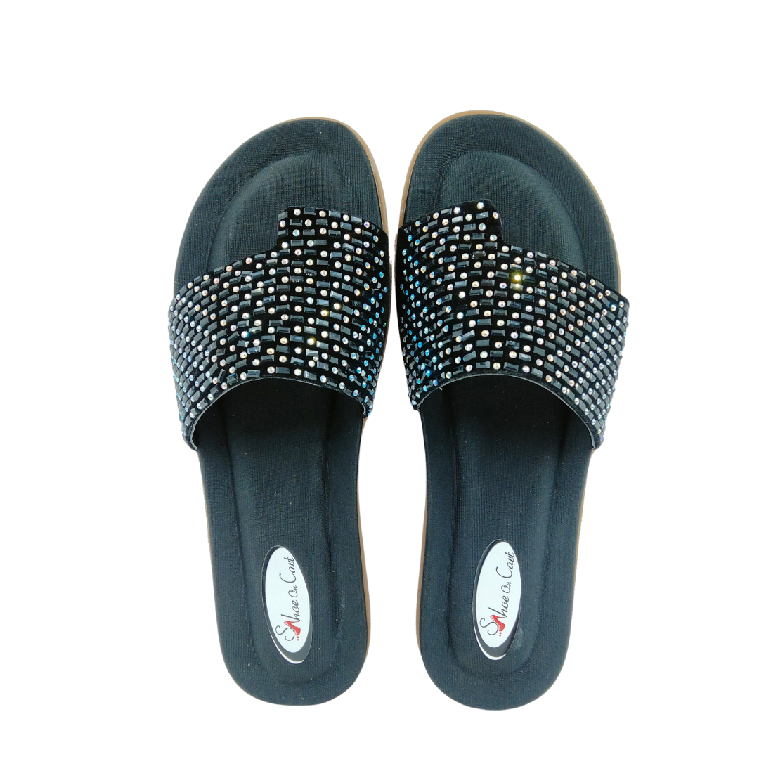 Black Embellished Slip On Flats Black Embellished Slip On Flats